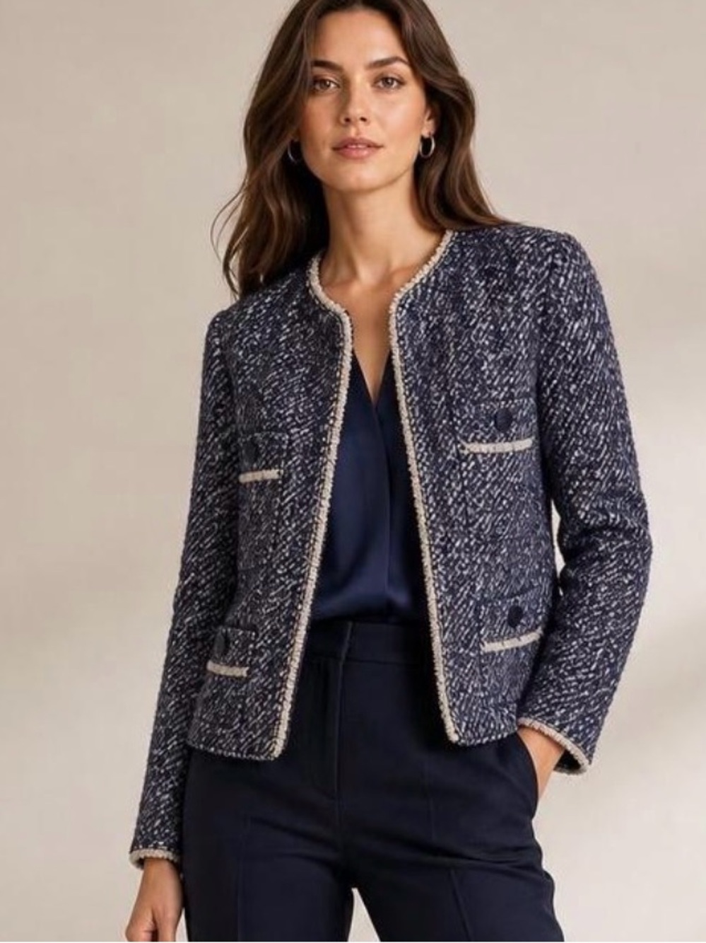 Talbots Tweed Blazer Women Purple Wool Office Jacket size 22W